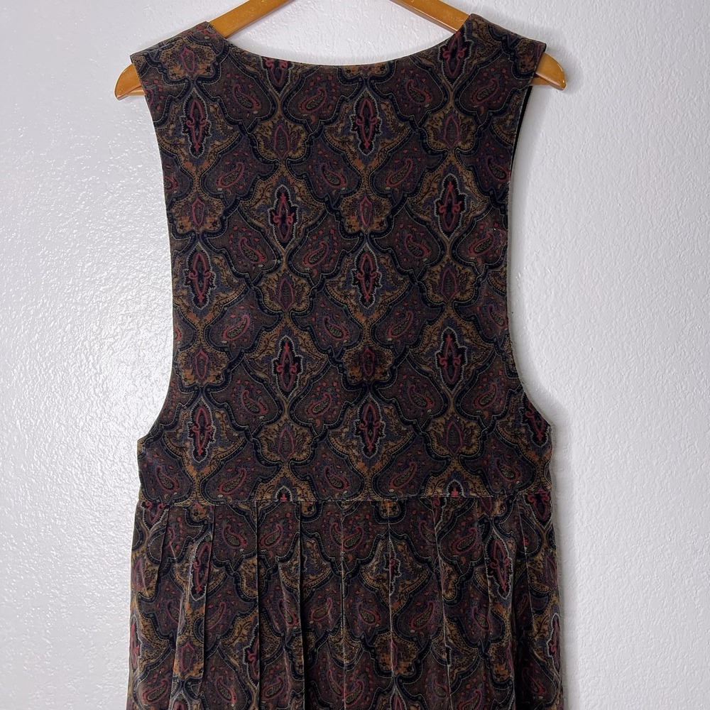 Vtg Bryn Connelly Paisley Button Side Sleeveless Dress Size 10 Corduroy Y2K Fall - Picture 7 of 11